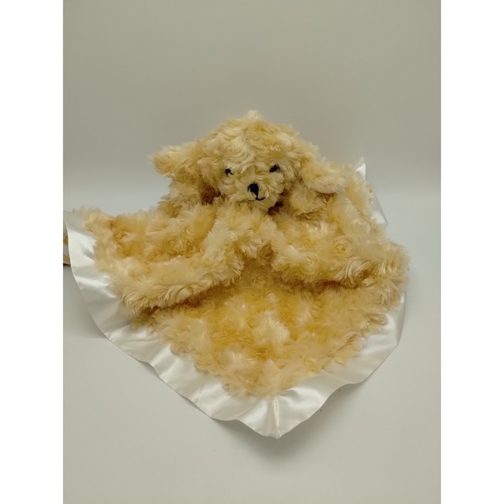 Hallmark Puppy Dog Lovey Plush Blanket 17" Satin Trimmed Tan Striped Security